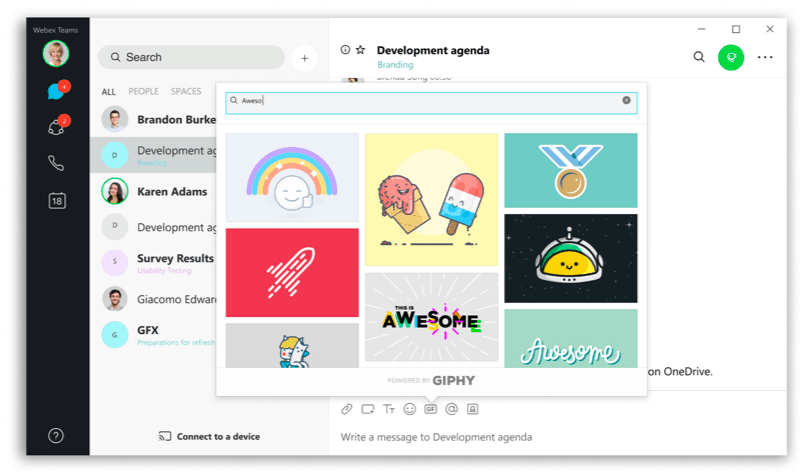 Thousands of Gifs in Webex Teams to express yourself