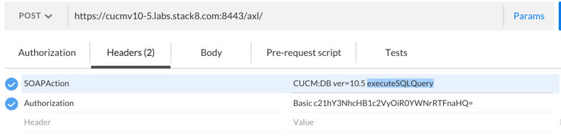 CUCM AXL SQL Query - Change the SOAP action